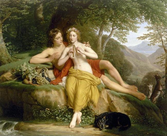 Hersent, Louis - Daphnis And Chloe - The Flute Lesson,  c.1850